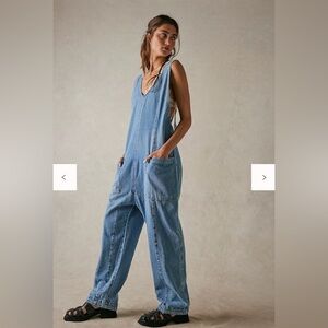 We The Free Blue Denim Overalls — M